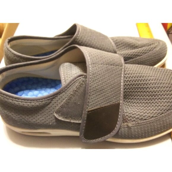 YouYun men's size 12 gray memory foam hook loop diabetic comfort casual shoe - Picture 2 of 7